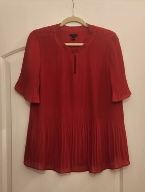 Ann Taylor Pleated Red Blouse - Women Tops